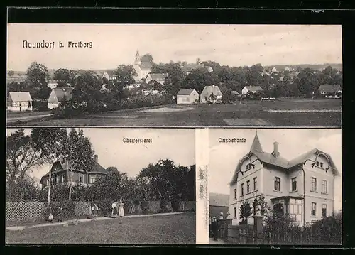AK Naundorf b. Freiberg, Teilansicht, Oberförsterei, Ortsbehörde