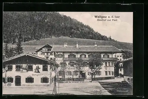 AK Wallgau a. d. Isar, Gasthof zur Post