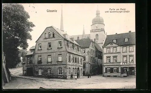 AK Gössnitz /S.-A., Partie am Markt und Altenburger-Strasse