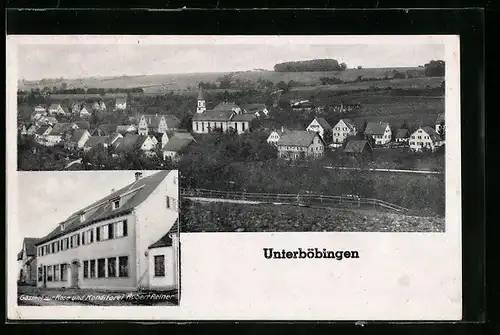 AK Unterböbingen, Ortsansicht aus der Vogelschau, Gasthof zur Rose