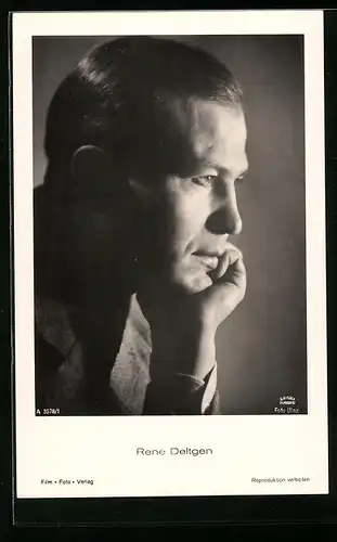 AK Schauspieler Rene Deltgen Kopf aufstützend
