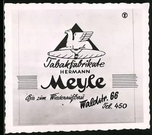 Fotografie Reklame Tabakwarenladen Hermann Meyle, Karlsruhe Waldstr. 66