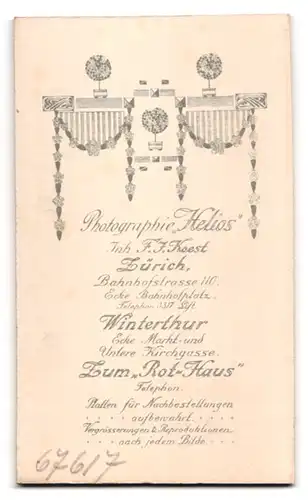 Fotografie Helios, Zürich, Bahnhofstrasse 110, Bürgerlicher Herr mit Schnurrbart im eleganten Anzug