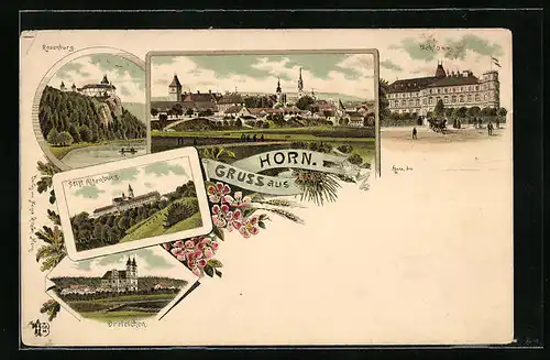 Lithographie Horn, Schloss, Ortsansicht, Stift Altenburg