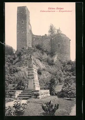AK Stolpen, Schloss Stolpen, Siebenspitzenturm, Kriegerdenkmal