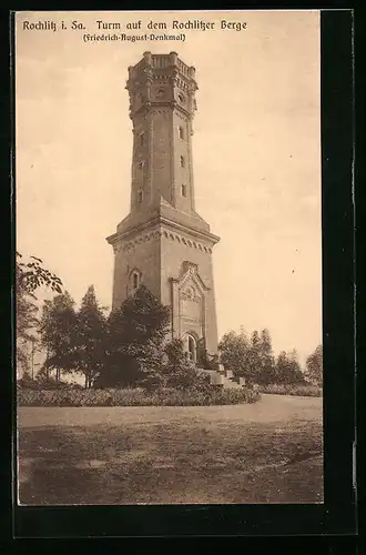 AK Rochlitz i. Sa., Turm auf dem Rochlitzer Berge, Friedrich-August-Denkmal