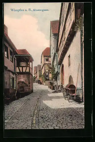 AK Wimpfen a. B., Strasse Klostergasse mit Karren