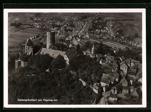 AK Gleiberg-Krofdorf, Ortsansicht mit Burg vom Flugzeug aus