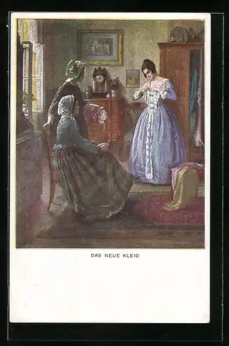 Künstler-AK M. Munk Nr. 1199: Junge Frau im neuen Kleid