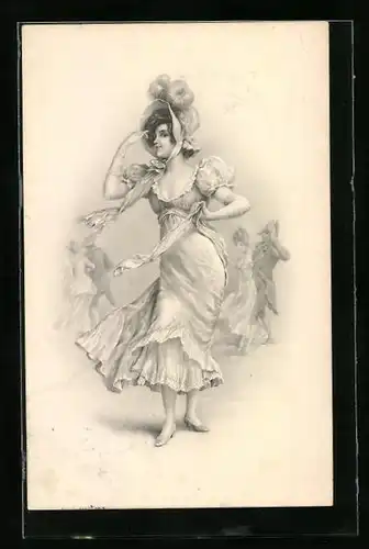 Künstler-AK M. Munk Nr. 519: Fräulein im Kleid