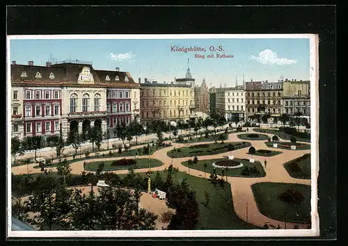AK Königshütte, Ring mit Rathaus