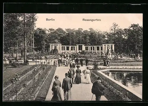 AK Berlin, Flaneure im Rosengarten