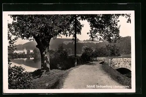 AK Sachsenburg i. Zschopautal, Schloss Sachsenburg aus der Ferne