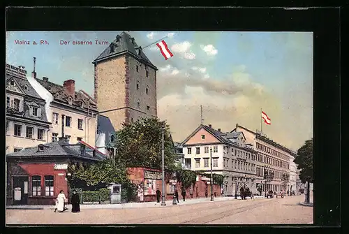 AK Mainz a. Rh., Partie am eisernen Turm