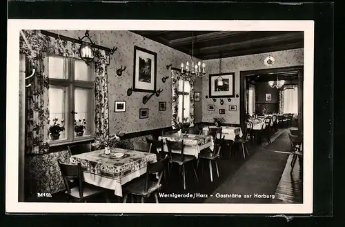 AK Wernigerode /Harz, Gaststätte zur Harburg, Innenansicht