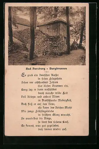 AK Bad Harzburg, Burgbrunnen mit Gedicht