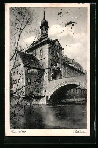 AK Bamberg, Rathaus mit Brücke