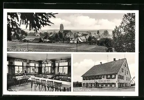 AK Arnach im Allgäu, Gasthof zum Adler, Innenansicht, Teilansicht