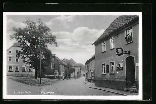 AK Auma /Thür., Eichplatz mit Restaurant Gambrinus