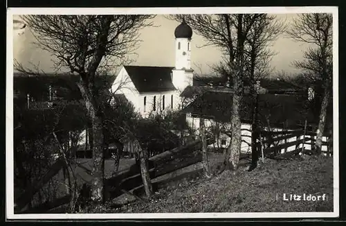 AK Litzldorf, Ortsansicht mit Kirche