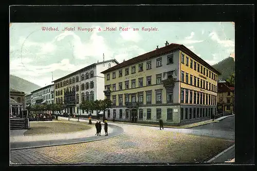 AK Wildbad, Hotel Klumpp und Hotel Post am Kurplatz