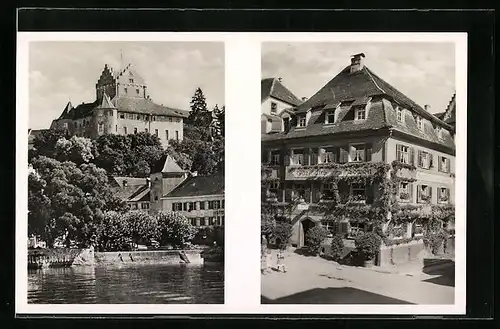 AK Meersburg a. B., Gasthaus und Weinstube Löwen, Ortspartie mit Hotel