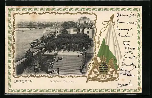 Passepartout-Lithographie Dresden, Brühl`sche Terrasse