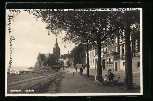 AK Emmerich, Rheinufer mit Kirche