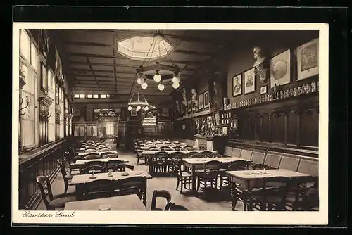 AK Bonn, Altdeutsches Bierhaus Hähnchen in der Dreieck-Vivatsgasse, Gasthaus, Grosser Saal