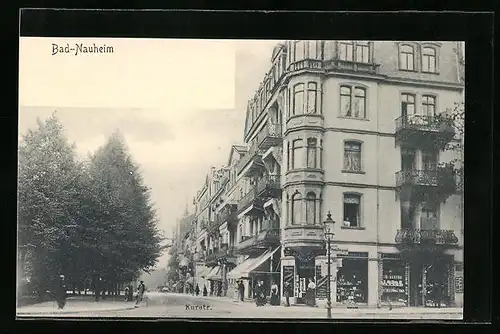 AK Bad Nauheim, Partie in der Kurstrasse mit Geschäften