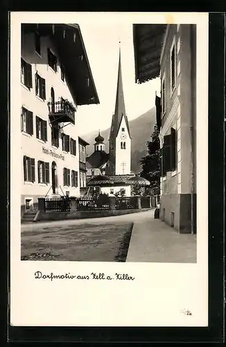 AK Zell am Ziller, Hotel-Pension zur Post und Kirche