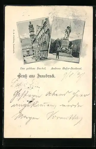 AK Innsbruck, Das goldene Dachel, Andreas Hofer-Denkmal