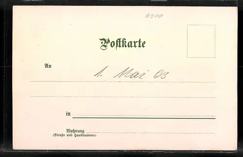 Lithographie Mainz, Teilansicht mit Dampfer Rhein