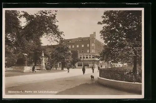 AK Düsseldorf, Partie am Löwendenkmal