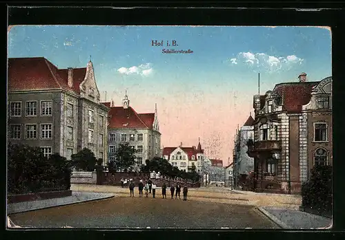 AK Hof i. B., Rasselbande in der Schillerstrasse
