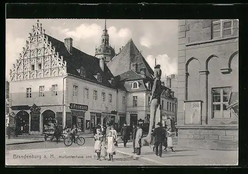 AK Brandenburg a. H., Kurfürstenhaus und Roland