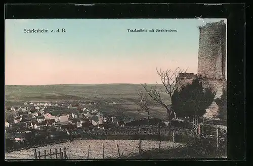 AK Schriesheim a. d. B., Totalansicht mit Strahlenburg