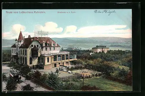 AK Bredeney a. d. Ruhr, Luftkurhaus Ruhrstein mit Strassenbahn