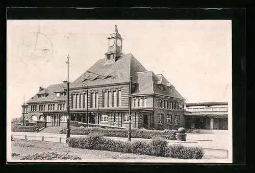 AK Hamborn, Bahnhof mit Vorplatz
