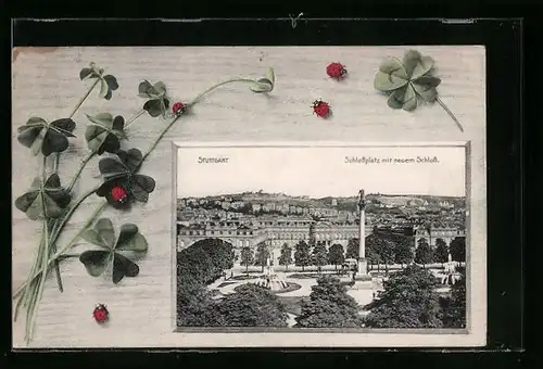 AK Stuttgart, Schlossplatz mit neuem Schloss