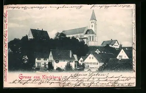 AK Kirchberg an der Iller, Ortsansicht mit Kirche