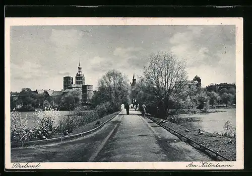 AK Stralsund, Am Küterdamm mit Kirche