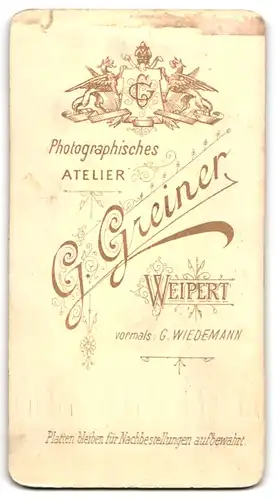 Fotografie G. Greiner, Weipert, bürgerliche Dame im schwarzen Kleid mit Fächer