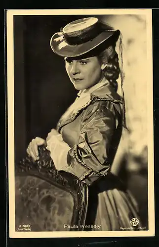 AK Schauspielerin Paula Wessely mit Hut
