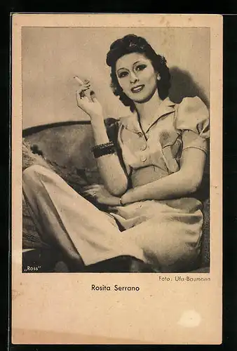 AK Schauspielerin Rosita Serrano mit Zigarette