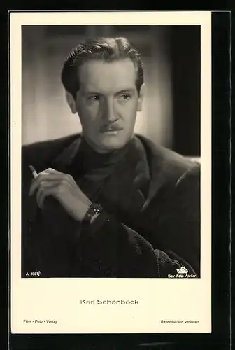 AK Schauspieler Karl Schönböck mit Zigarette