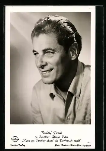 AK Schauspieler Rudolf Prack zur Seite blickend