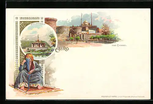 Lithographie Cairo, The Citadel, Nile Fountain