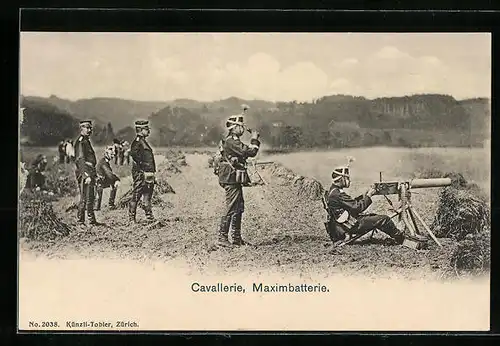 AK Schweizer Soldaten der Cavallerie mit Maximbatterie