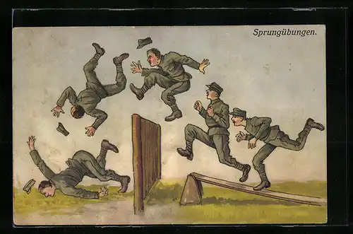 AK Schweizer Soldaten bei einer Sprungübung